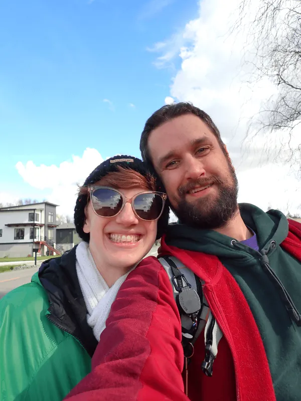 A man and a woman out for a walk